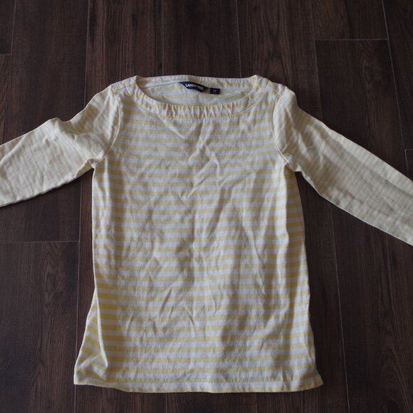 Lands' End Sale Boat Yellow Lemon Long Sleeve Women's Shirt - Picture 2 of 5